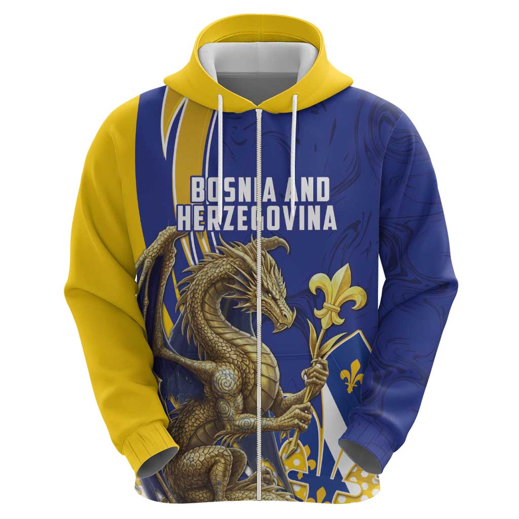 Bosnia and Herzegovina Independence Day Personalized Hoodie Medieval Dragon Fleur-de-Lis Patriotic