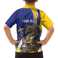 Bosnia and Herzegovina Independence Day Personalized Kid Hawaiian Shirt Medieval Dragon Fleur-de-Lis Patriotic