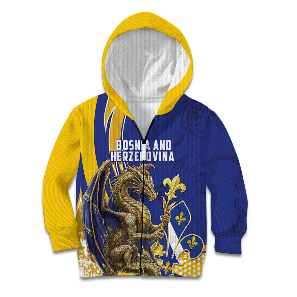 Bosnia and Herzegovina Independence Day Personalized Kid Hoodie Medieval Dragon Fleur-de-Lis Patriotic