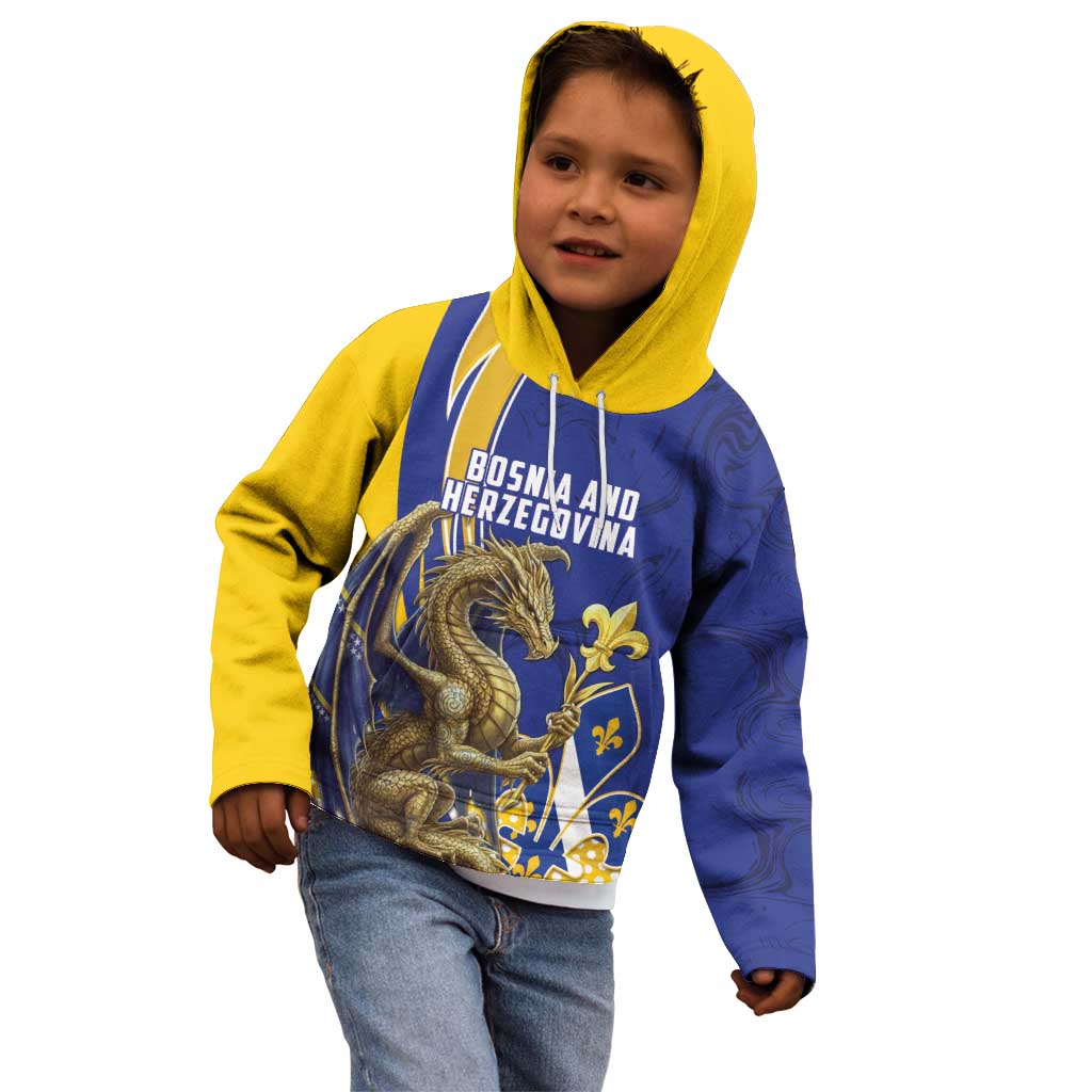 Bosnia and Herzegovina Independence Day Personalized Kid Hoodie Medieval Dragon Fleur-de-Lis Patriotic