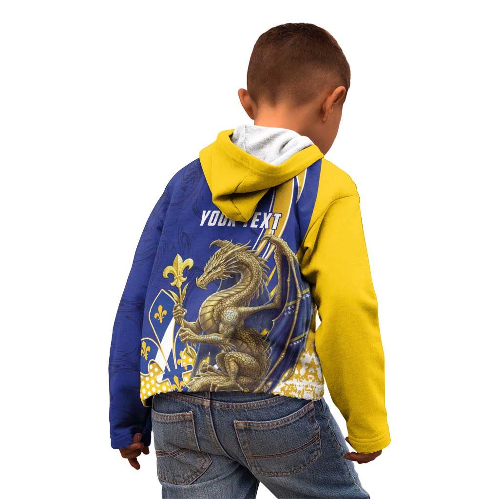 Bosnia and Herzegovina Independence Day Personalized Kid Hoodie Medieval Dragon Fleur-de-Lis Patriotic