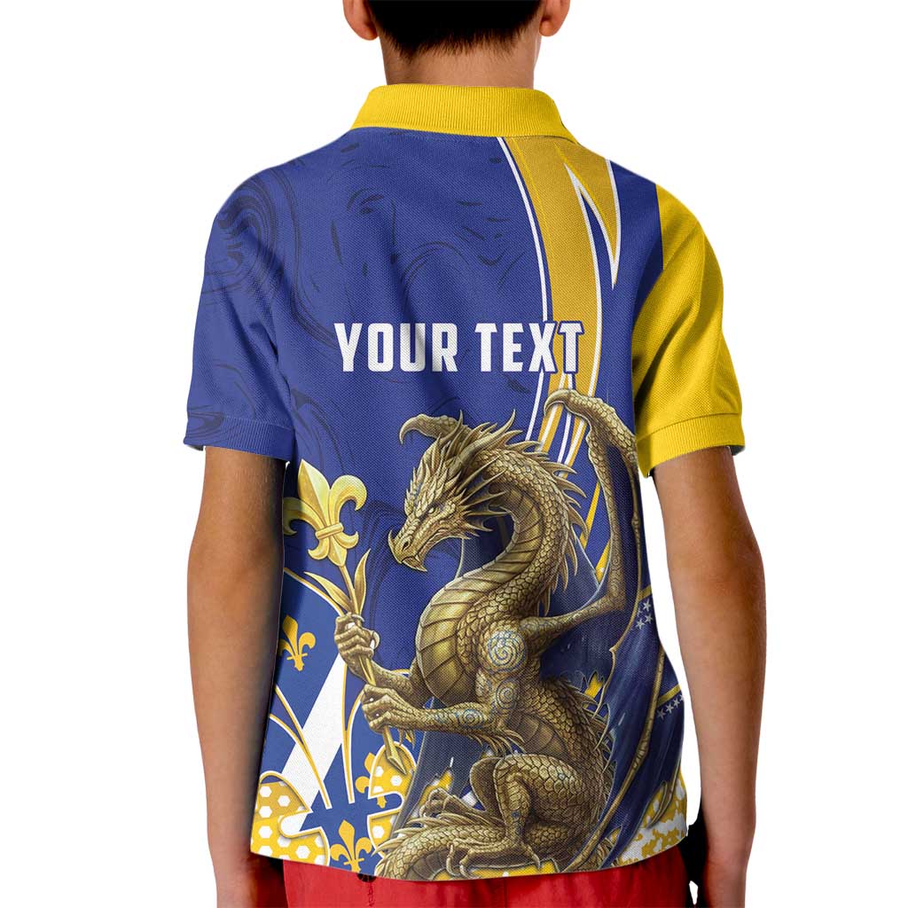Bosnia and Herzegovina Independence Day Personalized Kid Polo Shirt Medieval Dragon Fleur-de-Lis Patriotic