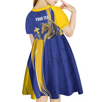 Bosnia and Herzegovina Independence Day Personalized Kid Short Sleeve Dress Medieval Dragon Fleur-de-Lis Patriotic