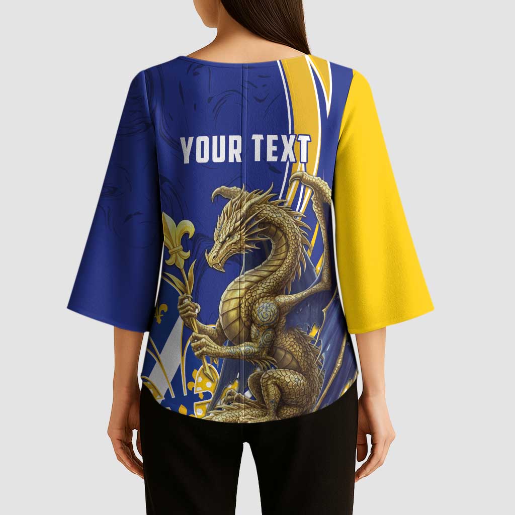 Bosnia and Herzegovina Independence Day Personalized Kimono Sleeve Blouse Medieval Dragon Fleur-de-Lis Patriotic
