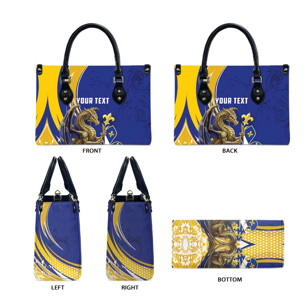 Bosnia and Herzegovina Independence Day Personalized Leather Bag Medieval Dragon Fleur-de-Lis Patriotic