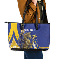 Bosnia and Herzegovina Independence Day Personalized Leather Tote Bag Medieval Dragon Fleur-de-Lis Patriotic