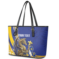 Bosnia and Herzegovina Independence Day Personalized Leather Tote Bag Medieval Dragon Fleur-de-Lis Patriotic