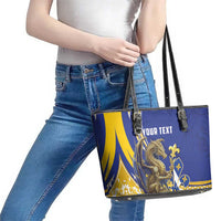 Bosnia and Herzegovina Independence Day Personalized Leather Tote Bag Medieval Dragon Fleur-de-Lis Patriotic