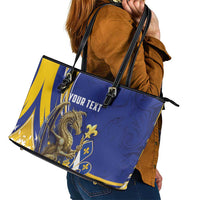 Bosnia and Herzegovina Independence Day Personalized Leather Tote Bag Medieval Dragon Fleur-de-Lis Patriotic