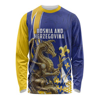 Bosnia and Herzegovina Independence Day Personalized Long Sleeve Shirt Medieval Dragon Fleur-de-Lis Patriotic