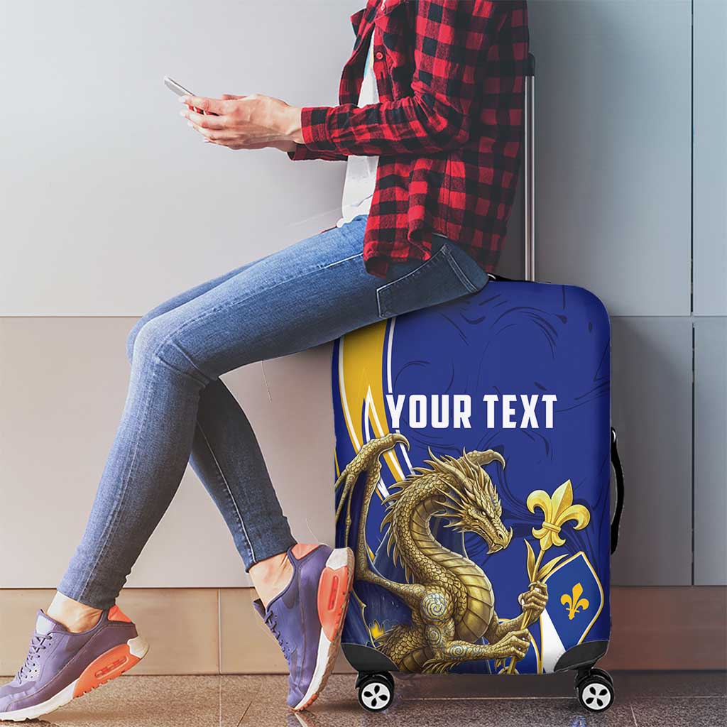 Bosnia and Herzegovina Independence Day Personalized Luggage Cover Medieval Dragon Fleur-de-Lis Patriotic