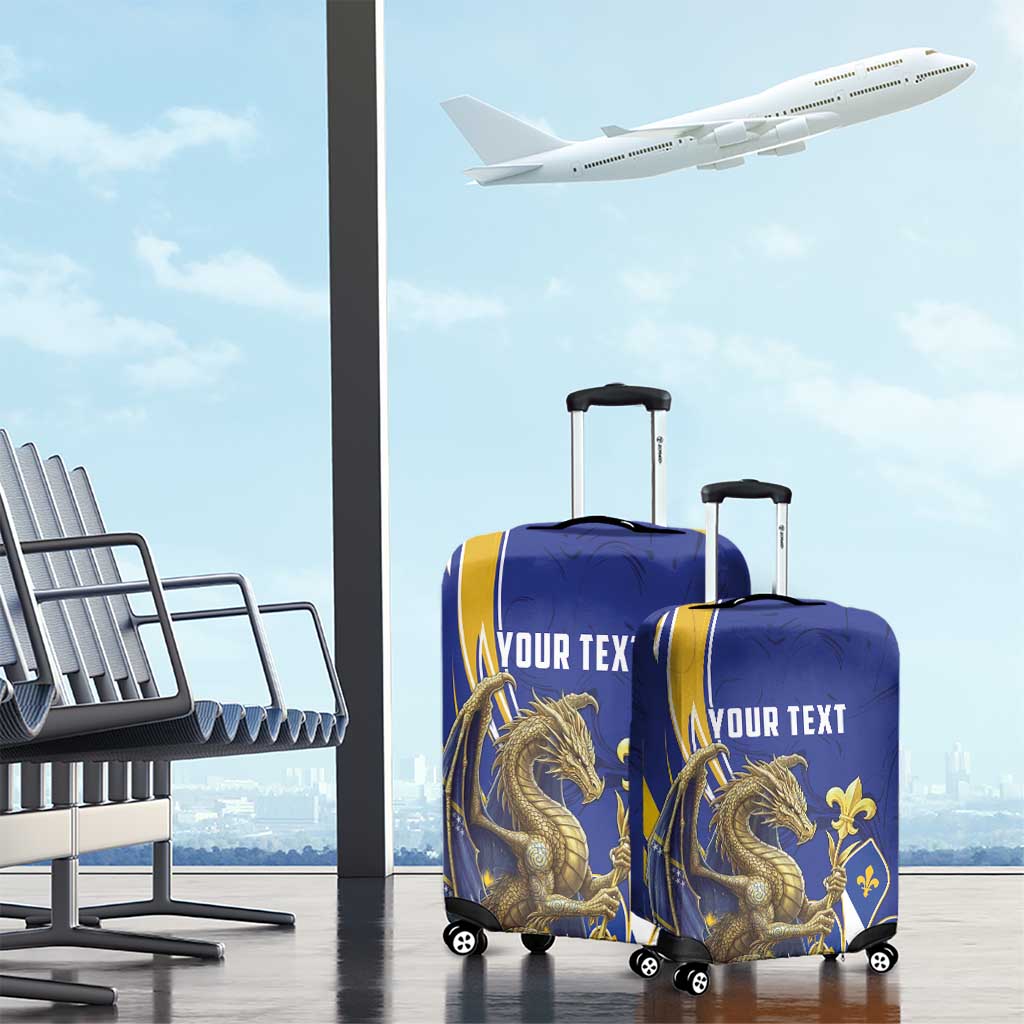 Bosnia and Herzegovina Independence Day Personalized Luggage Cover Medieval Dragon Fleur-de-Lis Patriotic