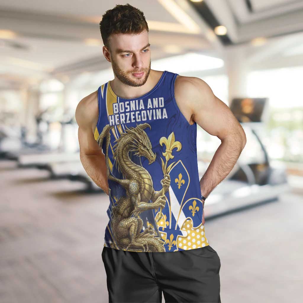 Bosnia and Herzegovina Independence Day Personalized Men Tank Top Medieval Dragon Fleur-de-Lis Patriotic