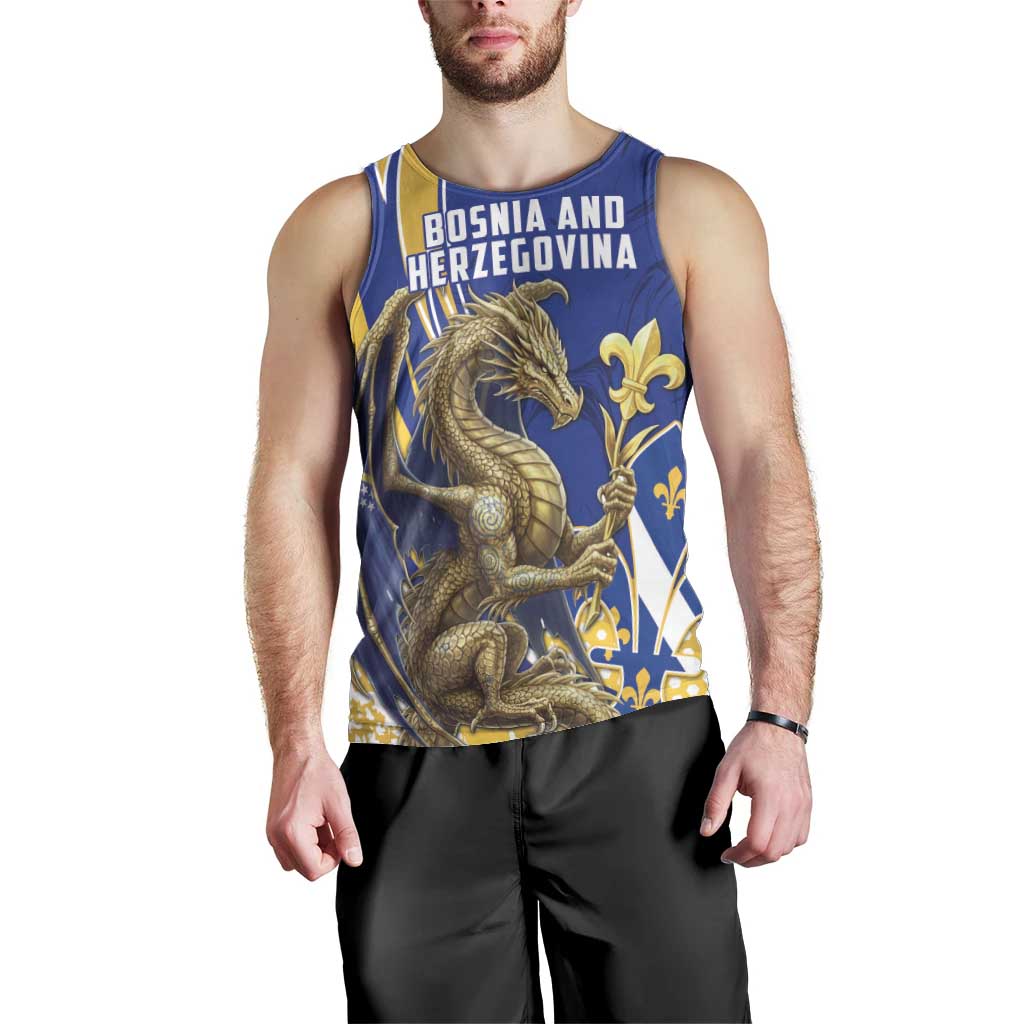 Bosnia and Herzegovina Independence Day Personalized Men Tank Top Medieval Dragon Fleur-de-Lis Patriotic
