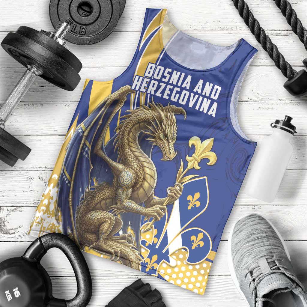 Bosnia and Herzegovina Independence Day Personalized Men Tank Top Medieval Dragon Fleur-de-Lis Patriotic