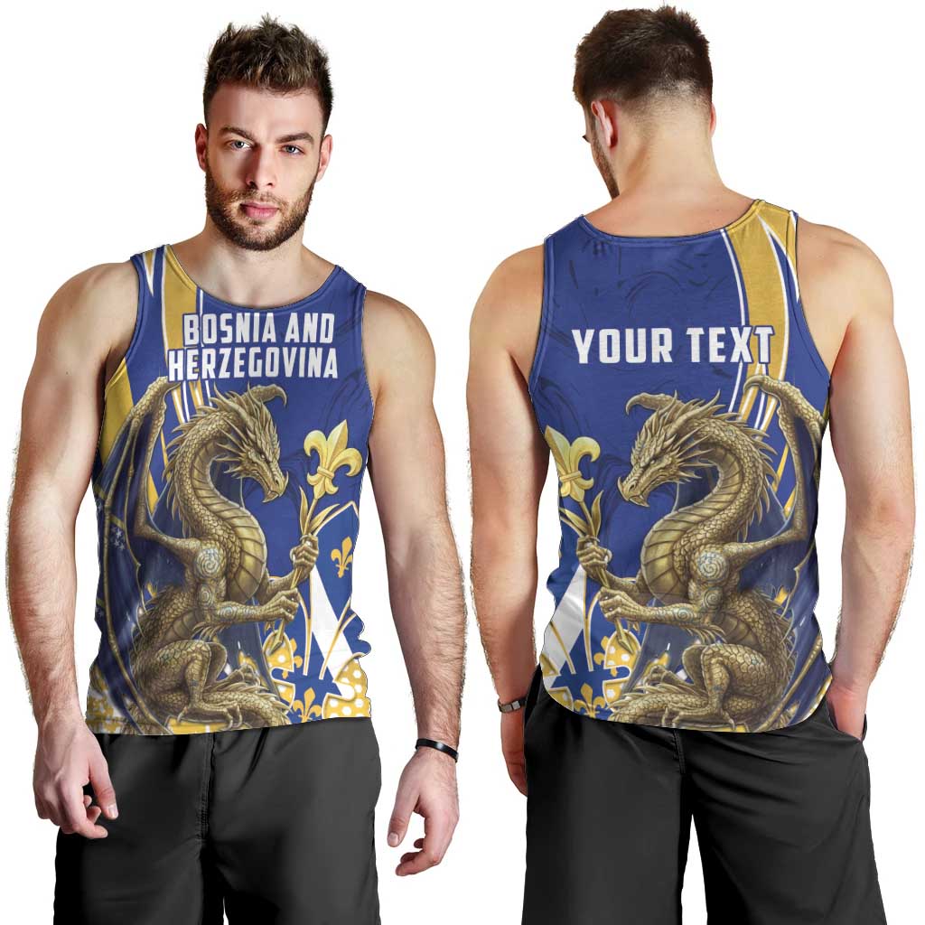 Bosnia and Herzegovina Independence Day Personalized Men Tank Top Medieval Dragon Fleur-de-Lis Patriotic
