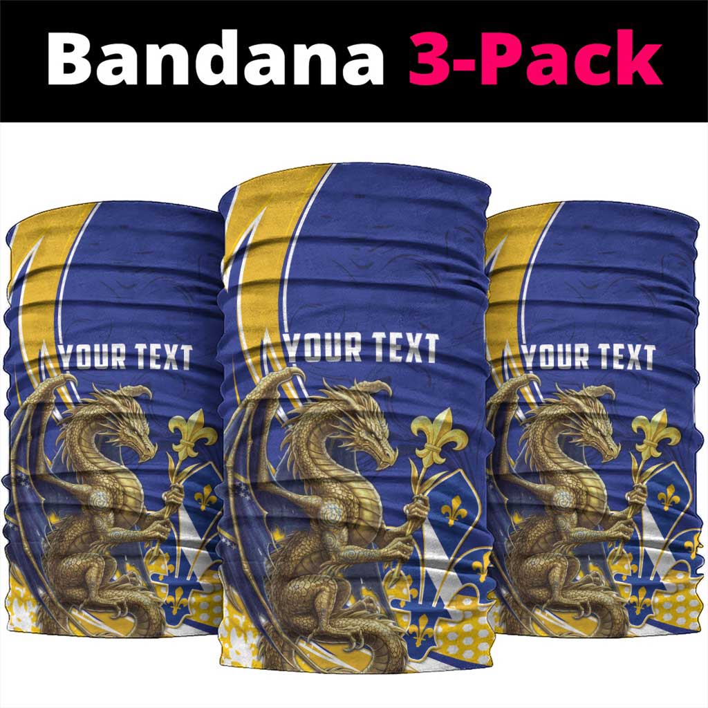 Bosnia and Herzegovina Independence Day Personalized Neck Gaiter Medieval Dragon Fleur-de-Lis Patriotic