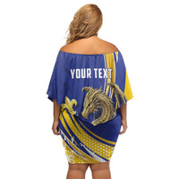 Bosnia and Herzegovina Independence Day Personalized Off Shoulder Short Dress Medieval Dragon Fleur-de-Lis Patriotic