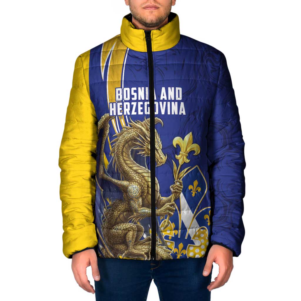 Bosnia and Herzegovina Independence Day Personalized Padded Jacket Medieval Dragon Fleur-de-Lis Patriotic