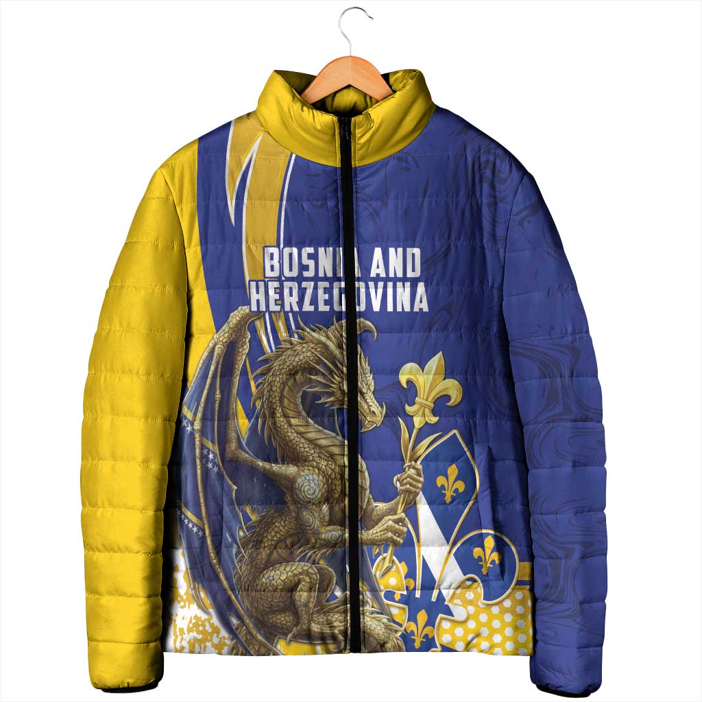 Bosnia and Herzegovina Independence Day Personalized Padded Jacket Medieval Dragon Fleur-de-Lis Patriotic