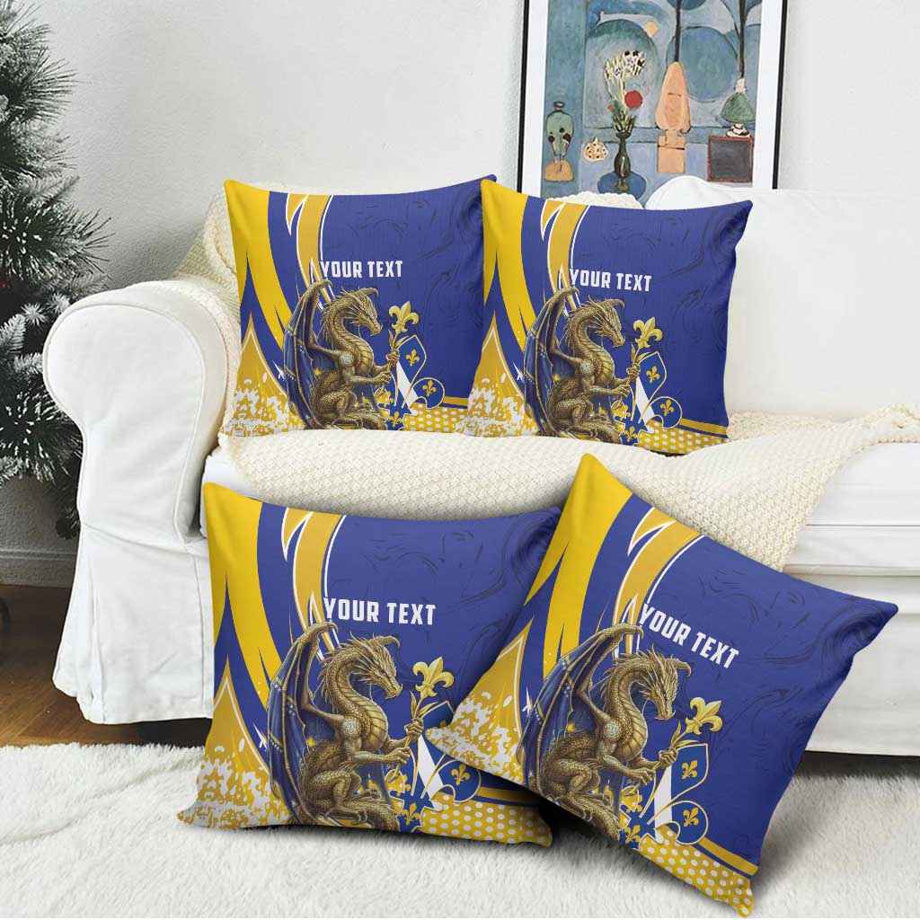 Bosnia and Herzegovina Independence Day Personalized Pillow Cover Medieval Dragon Fleur-de-Lis Patriotic