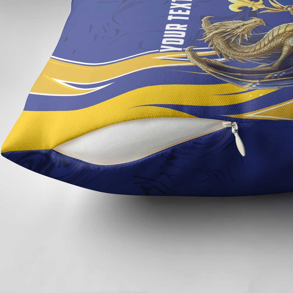 Bosnia and Herzegovina Independence Day Personalized Pillow Cover Medieval Dragon Fleur-de-Lis Patriotic