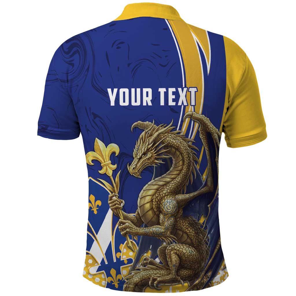 Bosnia and Herzegovina Independence Day Personalized Polo Shirt Medieval Dragon Fleur-de-Lis Patriotic
