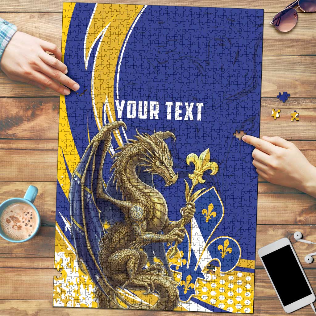 Bosnia and Herzegovina Independence Day Personalized Puzzle Medieval Dragon Fleur-de-Lis Patriotic