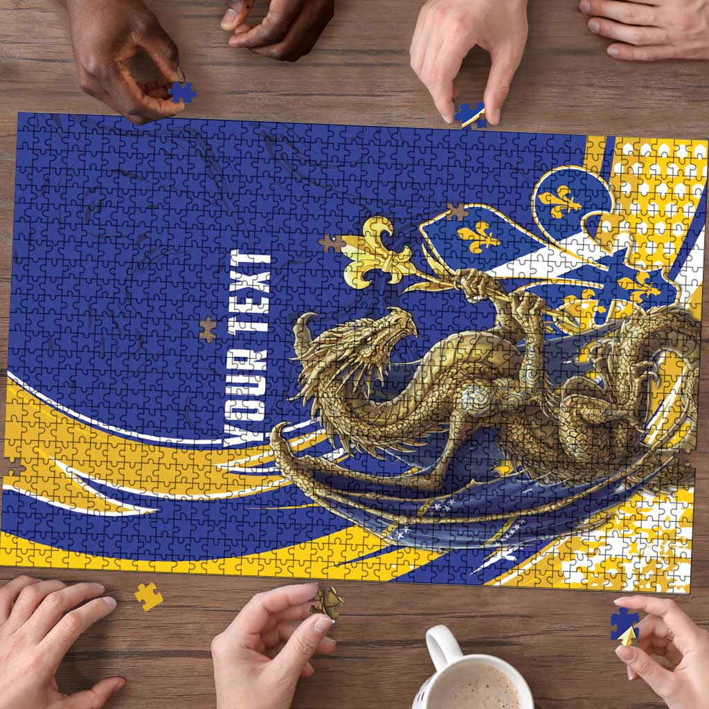Bosnia and Herzegovina Independence Day Personalized Puzzle Medieval Dragon Fleur-de-Lis Patriotic