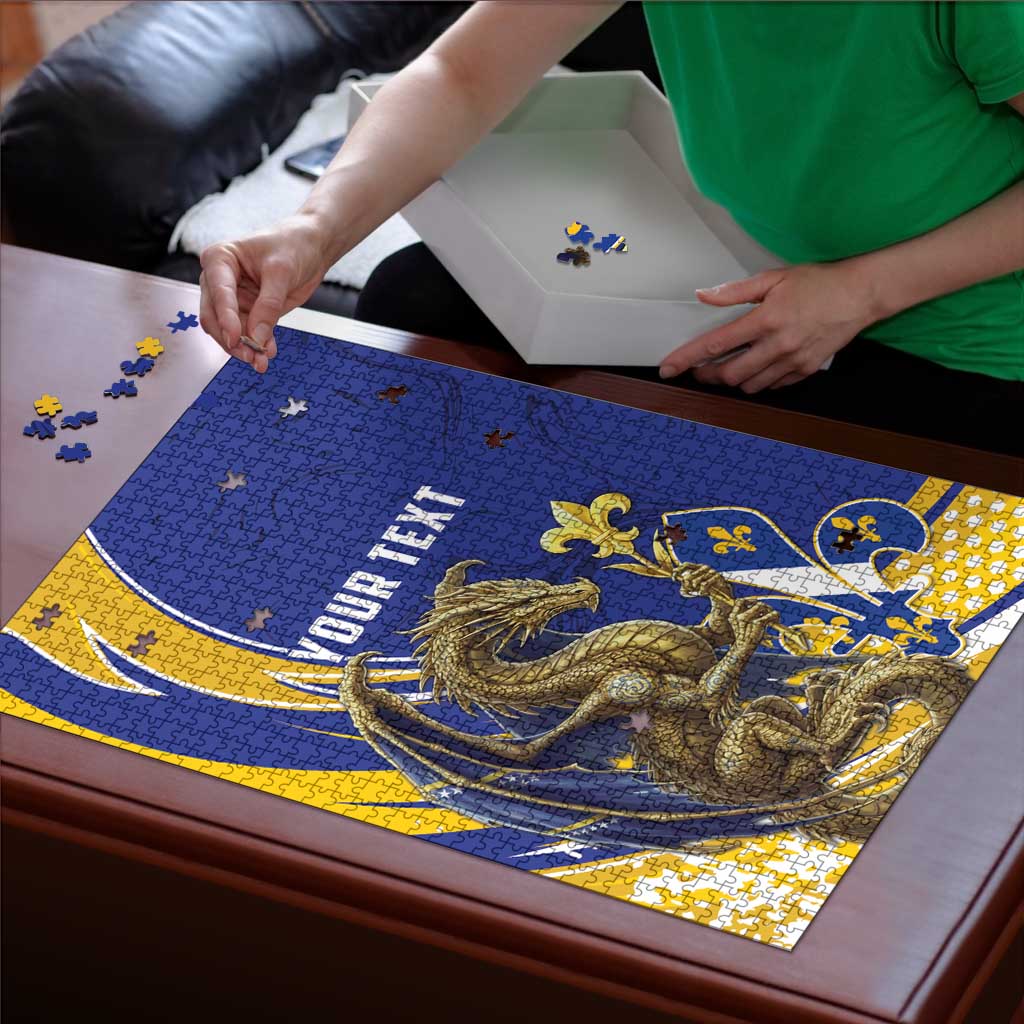 Bosnia and Herzegovina Independence Day Personalized Puzzle Medieval Dragon Fleur-de-Lis Patriotic