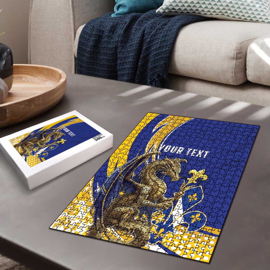 Bosnia and Herzegovina Independence Day Personalized Puzzle Medieval Dragon Fleur-de-Lis Patriotic