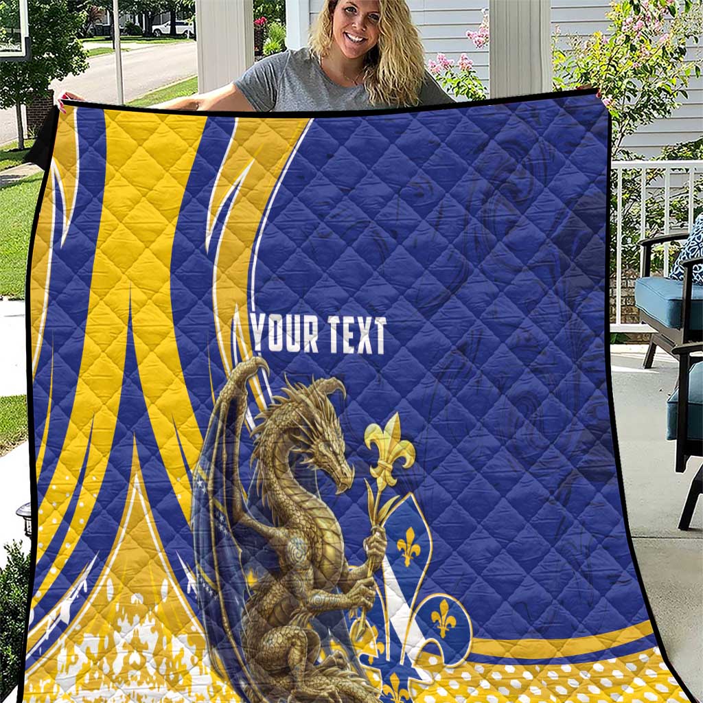 Bosnia and Herzegovina Independence Day Personalized Quilt Medieval Dragon Fleur-de-Lis Patriotic