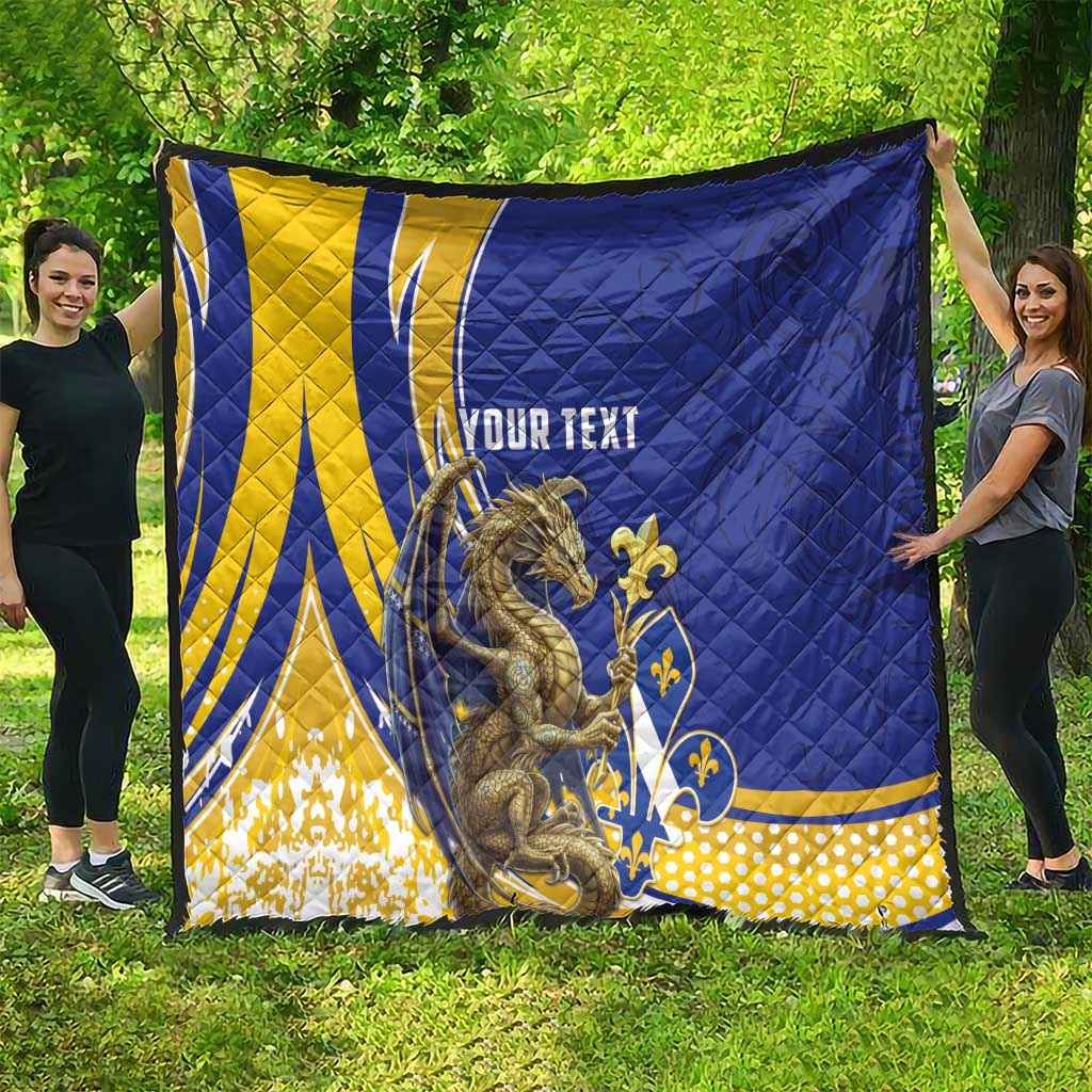 Bosnia and Herzegovina Independence Day Personalized Quilt Medieval Dragon Fleur-de-Lis Patriotic