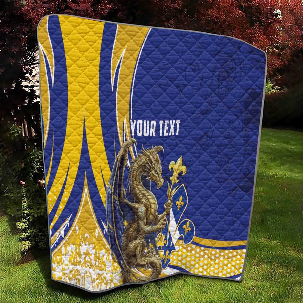 Bosnia and Herzegovina Independence Day Personalized Quilt Medieval Dragon Fleur-de-Lis Patriotic