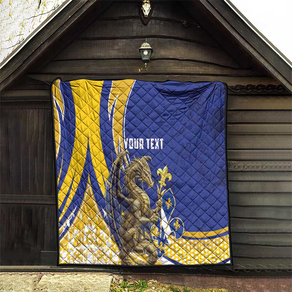 Bosnia and Herzegovina Independence Day Personalized Quilt Medieval Dragon Fleur-de-Lis Patriotic