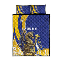 Bosnia and Herzegovina Independence Day Personalized Quilt Bed Set Medieval Dragon Fleur-de-Lis Patriotic