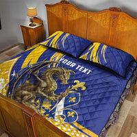 Bosnia and Herzegovina Independence Day Personalized Quilt Bed Set Medieval Dragon Fleur-de-Lis Patriotic