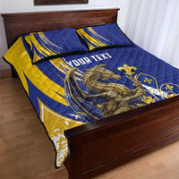 Bosnia and Herzegovina Independence Day Personalized Quilt Bed Set Medieval Dragon Fleur-de-Lis Patriotic