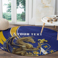 Bosnia and Herzegovina Independence Day Personalized Round Carpet Medieval Dragon Fleur-de-Lis Patriotic