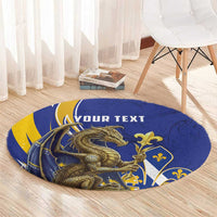 Bosnia and Herzegovina Independence Day Personalized Round Carpet Medieval Dragon Fleur-de-Lis Patriotic