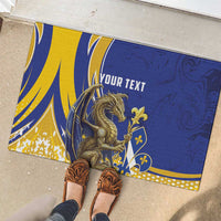 Bosnia and Herzegovina Independence Day Personalized Rubber Doormat Medieval Dragon Fleur-de-Lis Patriotic