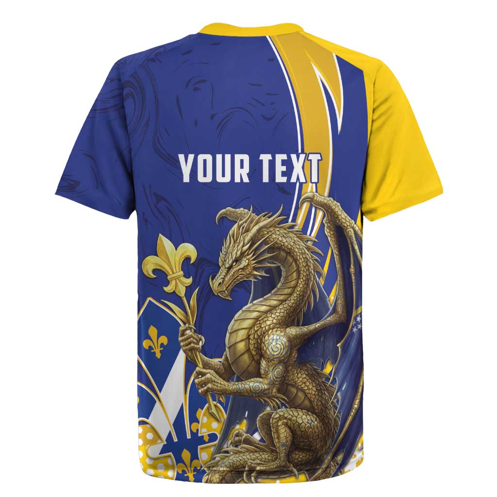 Bosnia and Herzegovina Independence Day Personalized Rugby Jersey Medieval Dragon Fleur-de-Lis Patriotic