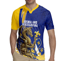Bosnia and Herzegovina Independence Day Personalized Rugby Jersey Medieval Dragon Fleur-de-Lis Patriotic
