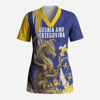 Bosnia and Herzegovina Independence Day Personalized Scrub Top Medieval Dragon Fleur-de-Lis Patriotic