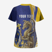 Bosnia and Herzegovina Independence Day Personalized Scrub Top Medieval Dragon Fleur-de-Lis Patriotic