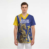 Bosnia and Herzegovina Independence Day Personalized Scrub Top Medieval Dragon Fleur-de-Lis Patriotic