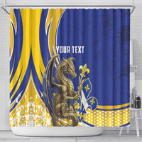 Bosnia and Herzegovina Independence Day Personalized Shower Curtain Medieval Dragon Fleur-de-Lis Patriotic