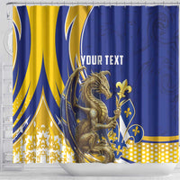 Bosnia and Herzegovina Independence Day Personalized Shower Curtain Medieval Dragon Fleur-de-Lis Patriotic
