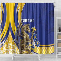 Bosnia and Herzegovina Independence Day Personalized Shower Curtain Medieval Dragon Fleur-de-Lis Patriotic