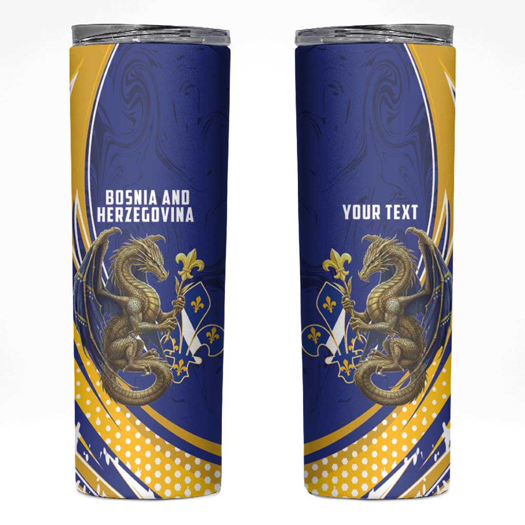 Bosnia and Herzegovina Independence Day Personalized Skinny Tumbler Medieval Dragon Fleur-de-Lis Patriotic